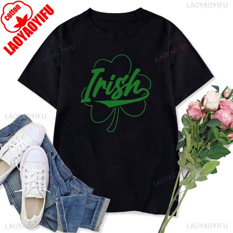 Womens Tshirt St Patricks Day Graphic Tops Funny Short Sleeve Shamrock Shirts Cute St Pattys Printed Tee Unisex Cotton Camisetas