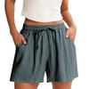 Women's Shorts High Waist Drawstring Knee Length Shorts Elastic Comfy Shorts With Pockets