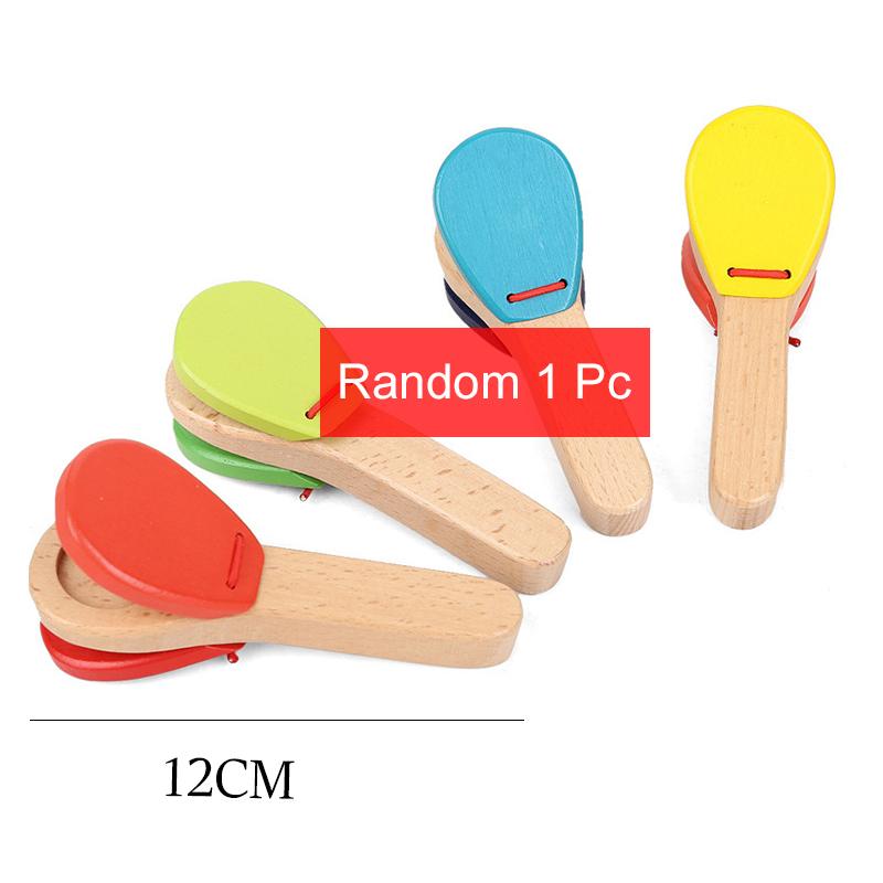 Детские музыкальные инструменты Игрушки Мини-аксессуары для детской коляски из дерева Хлопушка Цвет бревна Колокольчик Песочный молоточек Звук TMZ