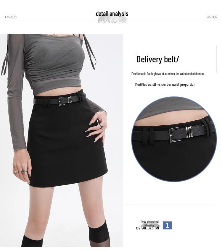 Женская серая юбка А-силуэта с высокой талией - Приталенная, трендовая короткая юбка для весны и осени