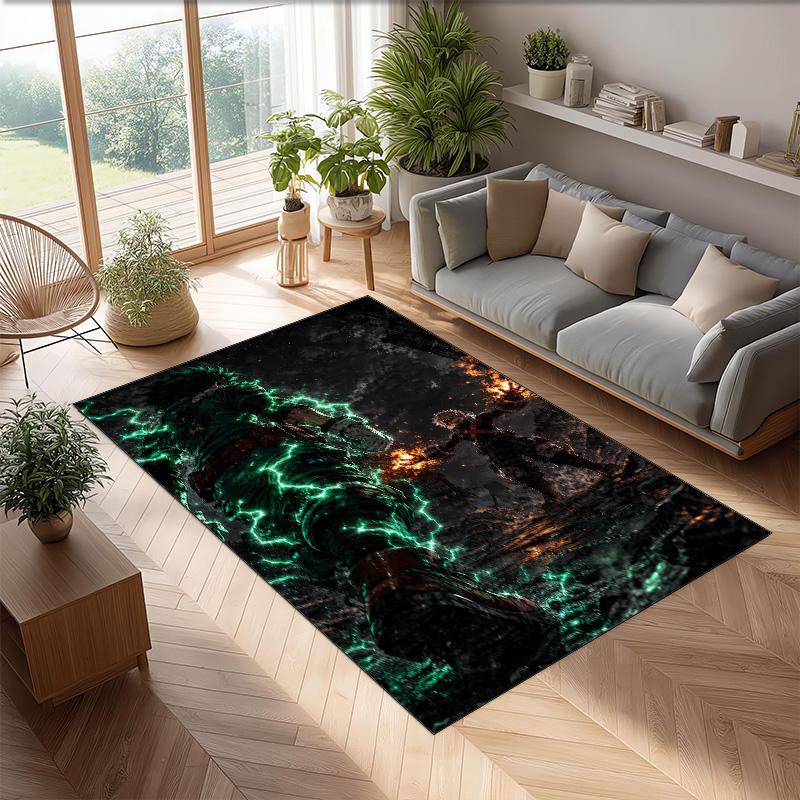 Soft Crystal Velvet Floor Rug,My Hero Academia Anti Slip Decorative Carpet, Plush Area Mat For Indoor Home Decoration