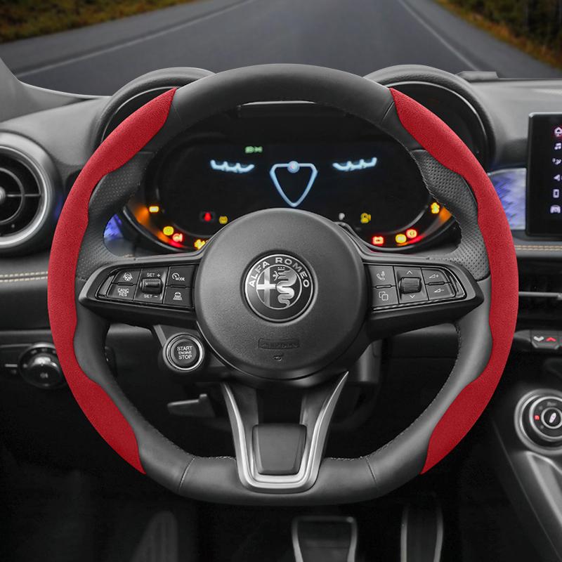 Для Alfa Romeo Замшевая Накладка На Руль с Кнопками Подходит Для Alfa Romeo 159 147 Gt Giulietta Stelvio Mito Чехол На Руль