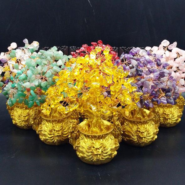 Citrine Fortune Dragon Tree - Living Room Decor Money Tree Ornament for Wealth Attraction