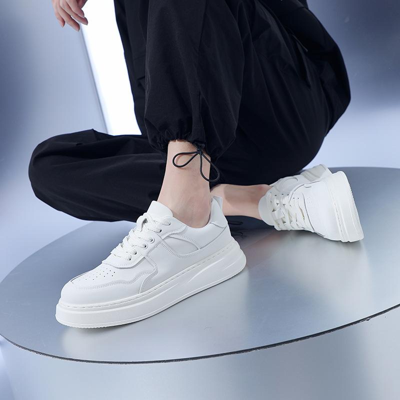 Мужская обувь Вэньчжоу 2025 весна новая из коровьей кожи маленькие белые туфли цветовое сочетание модный бренд толстая подошва обувь легкая дышащая повседневная обувь