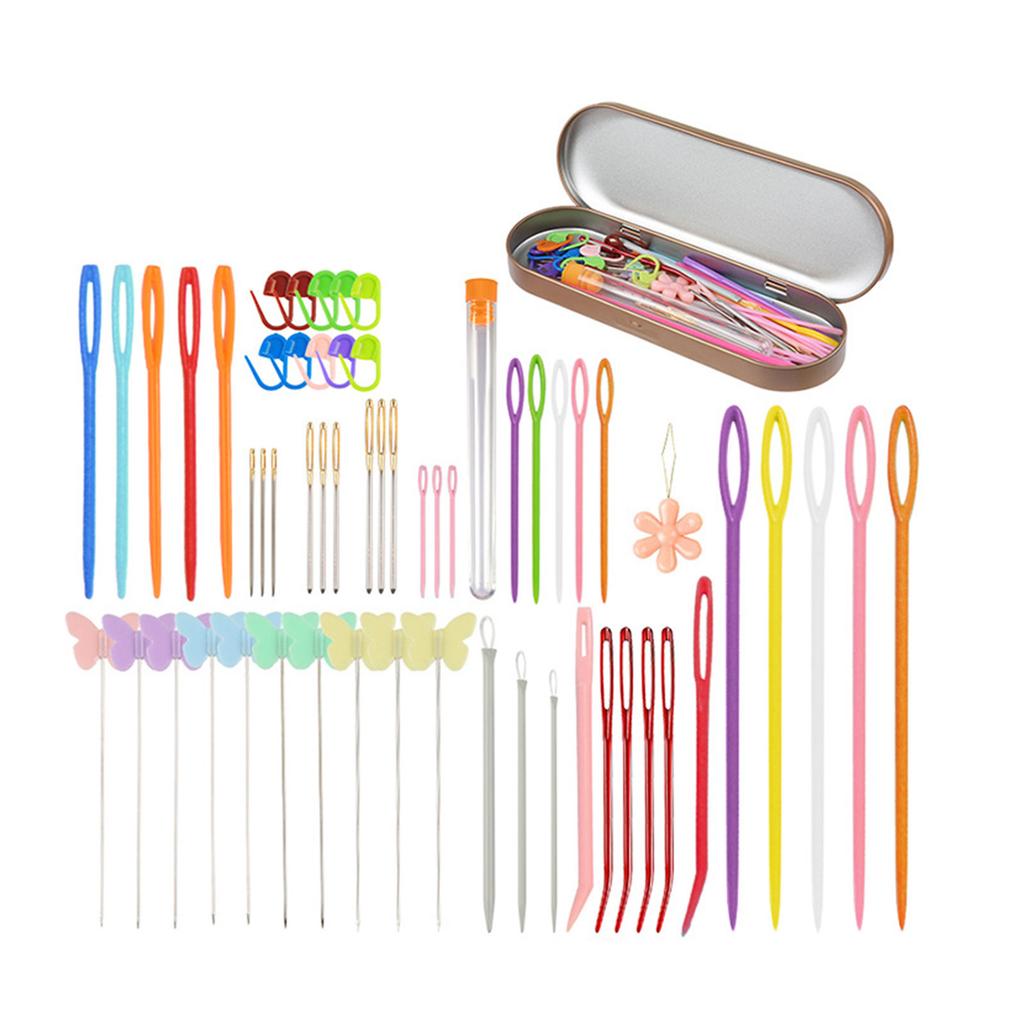 Sewing Needle Set Big Eyes Plastic Sewing Knitting Needle for Children DIY Hand Sewing Crochet Needle Learning Needle