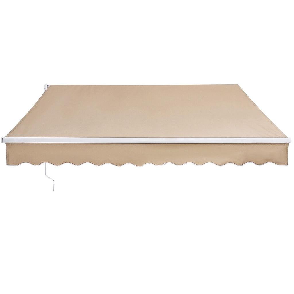 Manual Retractable Awning, 13 x 8 ft Outdoor Patio Awning Retractable Sun Shade, Water-Resistant Polyester Patio Door Window Awning Sunshade Shelter