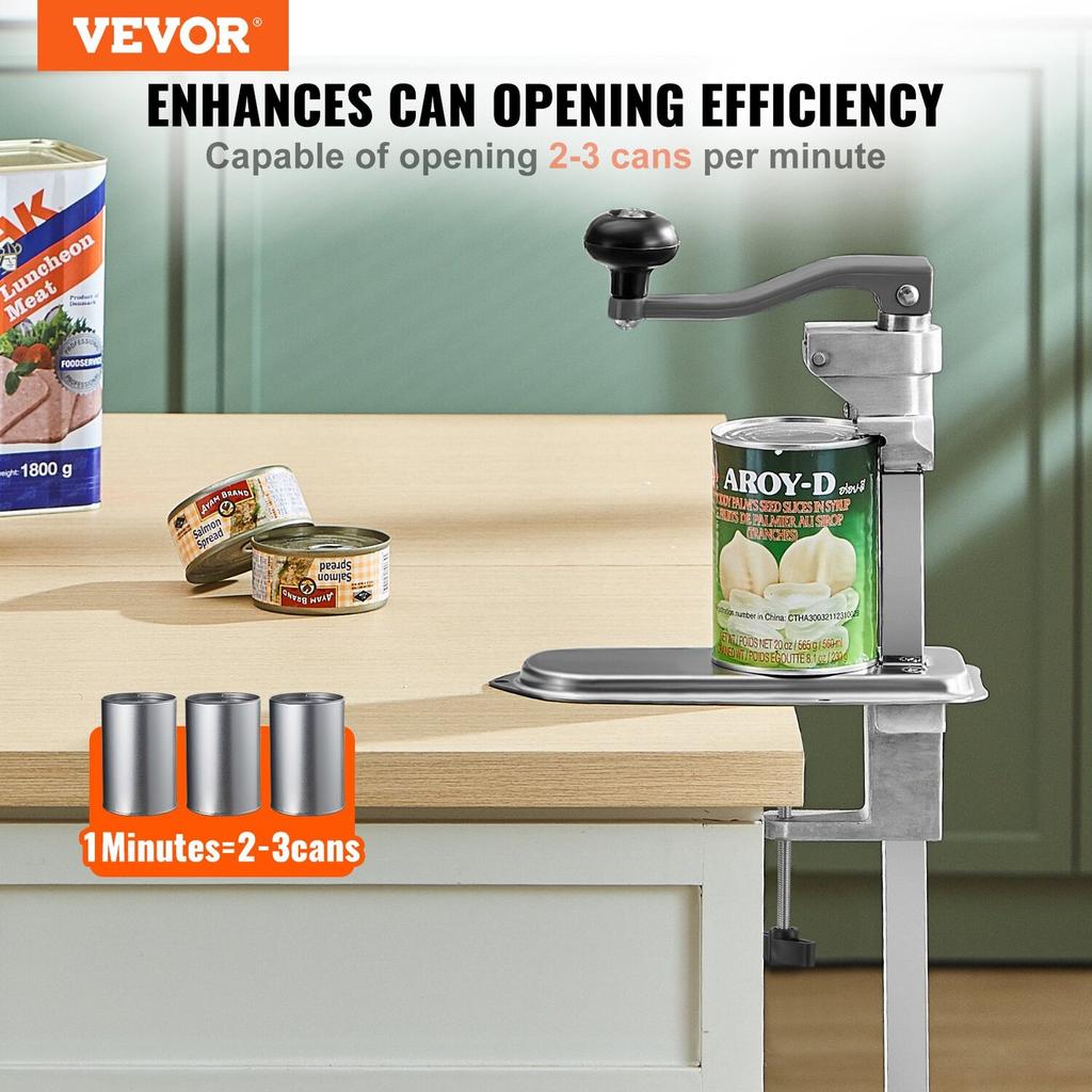 Commercial Can Opener, Heavy-Duty Manual Tabletop Cans Opener for Cans Up to 300 mm Height, Height-Adjustable Can Openers Fixed with Screws & Table