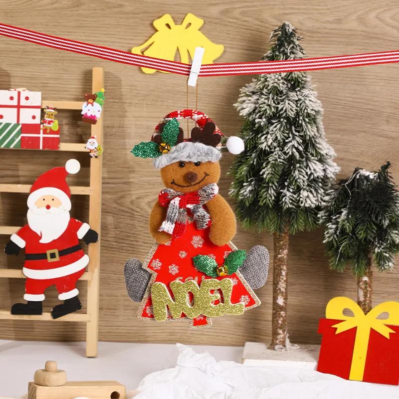 Подвеска на рождественскую елку, аксессуары, кукла Санта-Клаус, тканевая подвеска с буквами, рождественские украшения, принадлежности YFA2244