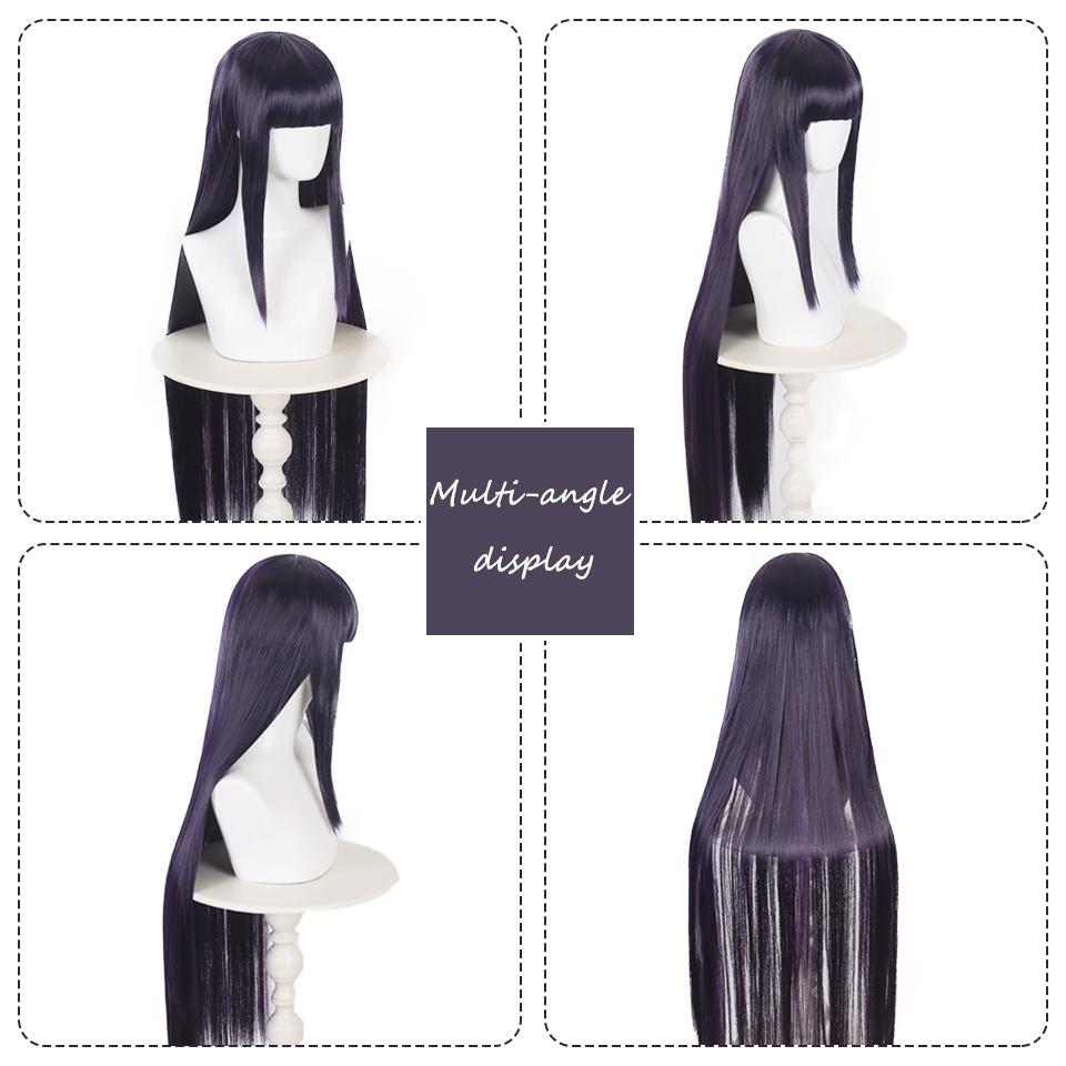 Черный и фиолетовый длинный прямой синтетический парик Наруто-Хьюга Хината косплей мультяшный парик с прямой челкой длинный прямой парик