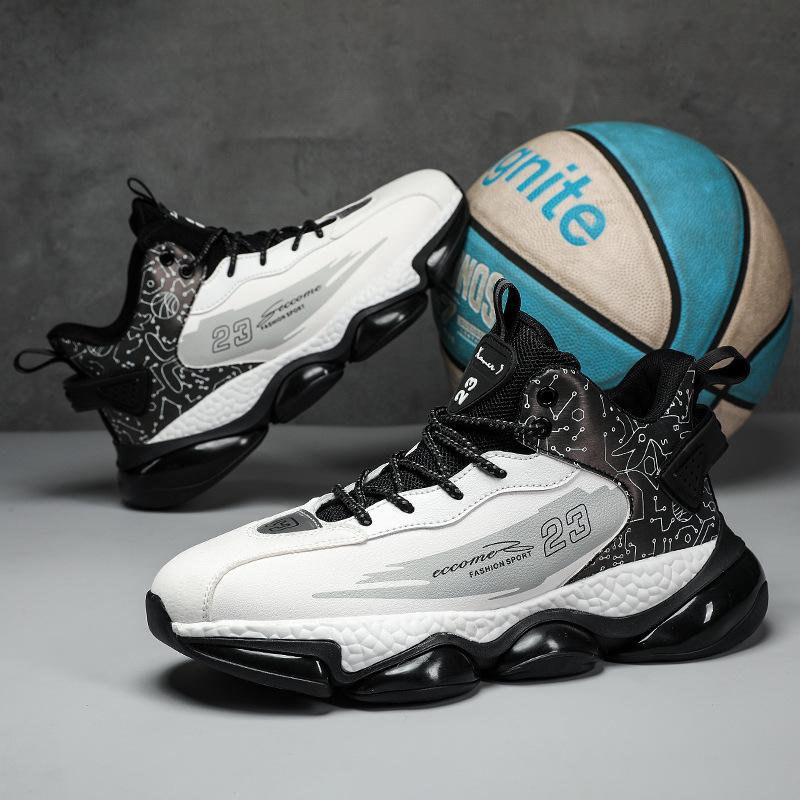 2025 New Men's Basketball Shoes, High-top Shock-absorbing Sports Shoes, Men's Combat Boots, Wear-resistant and Non-slip Trendy Basketball Shoes