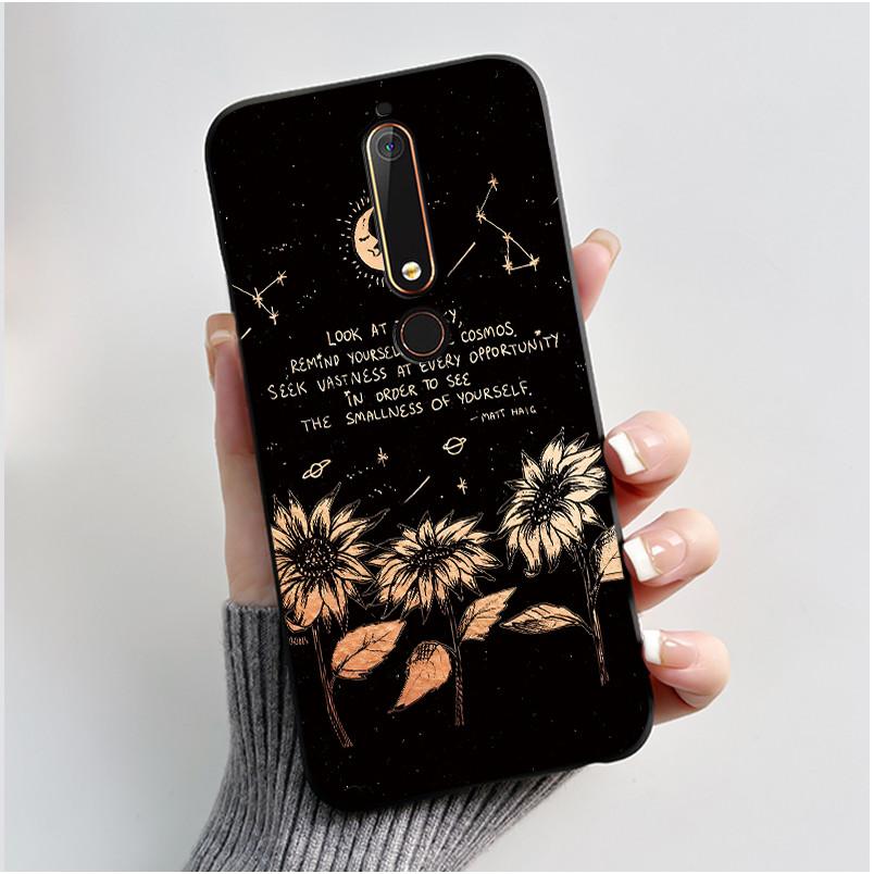 Cute Case For Nokia 6.1/Nokia 6.1 Plus/Nokia X6/Nokia6 Capa Printing Shell Protective Cover Soft Silicone Cartoon Black Casing