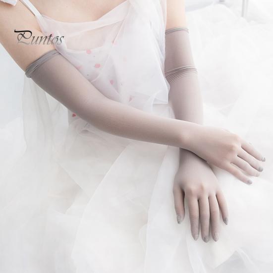 1 пара женских выпускных рукавов с прозрачной сеткой, тонкие солнцезащитные перчатки для езды на велосипеде, для выступлений, для невесты, для свадебных фотосессий, наручники