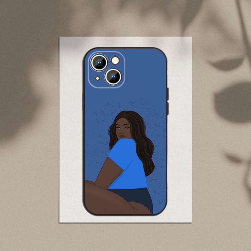 Afro Girls Art Phone Case Phone Case For Apple iPhone 15,14,13,12,11,XS,XR,X,8,7,Pro,Max,Plus,mini Silicone Black Cover