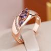 Гладкие женские кольца золотого цвета с геометрическим фиолетовым цирконом, полые ювелирные изделия, винтажные аксессуары