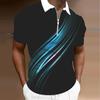 Men's Shirt Polo Casual Zip Short Sleeve Fashion Casual Zipper Summer Spring Regular Fit 3D Print Shirt