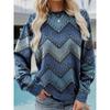 Retro Denim Patchwork Printed Hoodie Fall Winter Round Neck Sweatshirt Fashion Women's Clothing Long Sleeve Sweatshirt