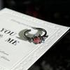 Personality dark red crescent star fashion open ring female tide cool black wings neutral wind punk niche index finger ring