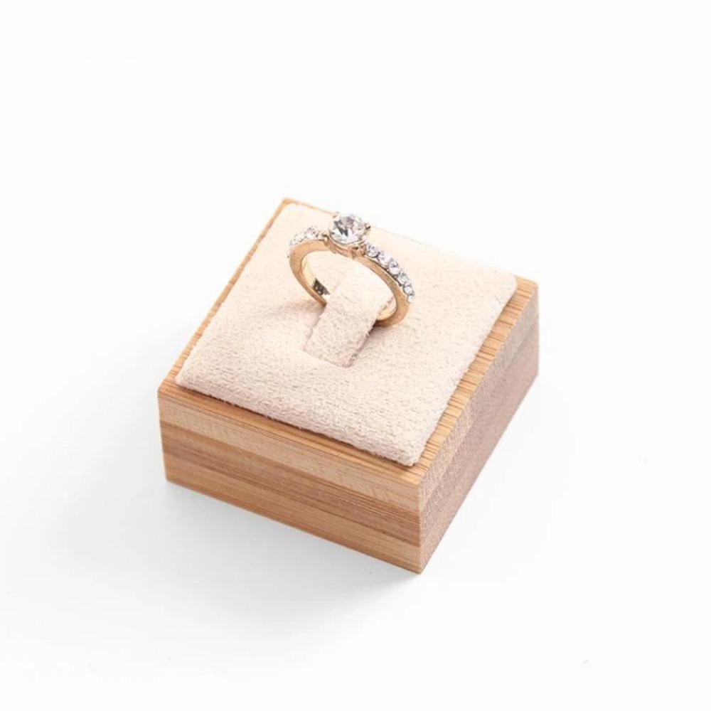 Bamboo Ring Display Stand Square Jewelry Display Stand Simple Ring Holder Organizer Jewelry Store