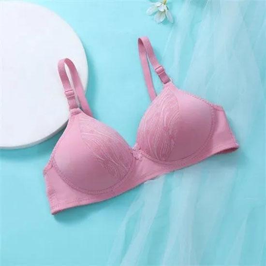 Лисий бюстгальтер в сборе, женский бюстгальтер пуш-ап, розовый кружевной провод, свободный сбор, сексуальная чашка AB, тонкое удобное нижнее белье для груди