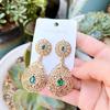 Серьги золотого цвета для женщин, арабская невеста, свадебные украшения, серьги-капли с кристаллами, полые