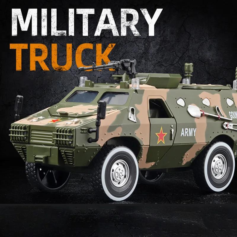 1:24 Scale Riot Armored Car Model Toy Alloy Military Off-road Vehicle 7 Doors Opened Police Carriage Models Music Light Gifts