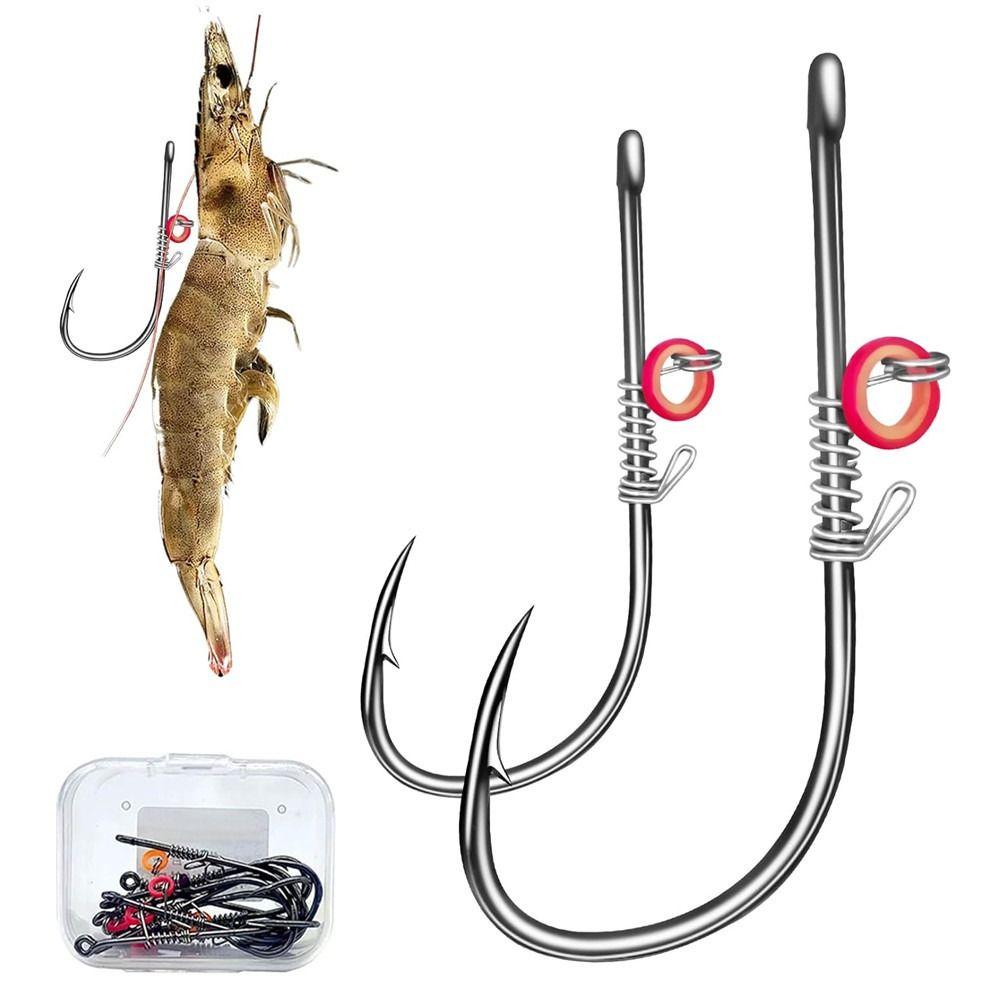 Single Hook Fishing Fixed Hooks Carbon Steel Barbed Fishhook Live Shrimp Fishing Hooks Live Bait