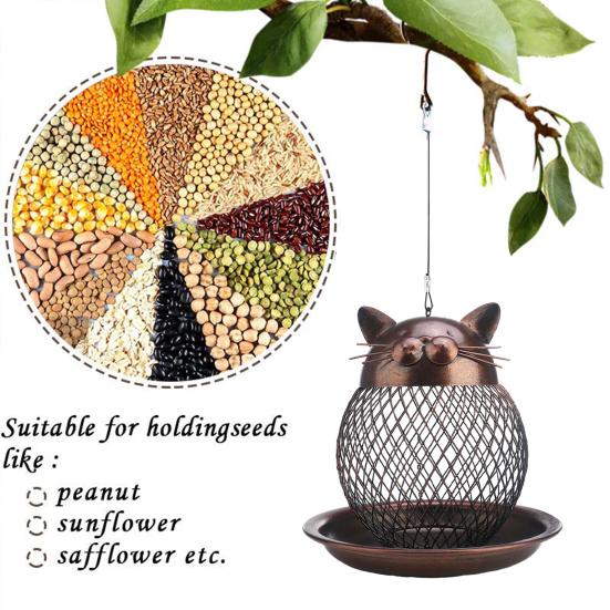 Кормушка для диких птиц в винтажном стиле для кошек с перегородкой, легко наполняется, просторная, стоячая