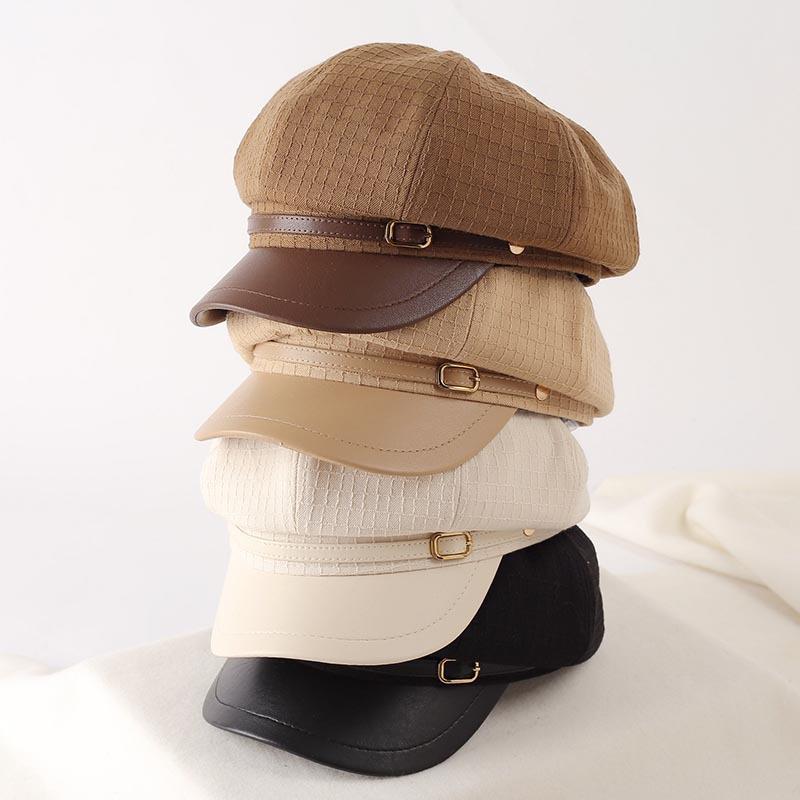 British style beret women's new fashion versatile painter hat showing face ducktongue octagonal hat