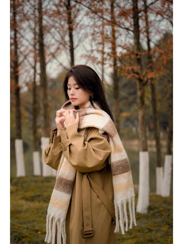 Rainbow Scarf: Women's Colorful Plaid Winter Shawl - Trendy, Warm, and Versatile for Students and Couples