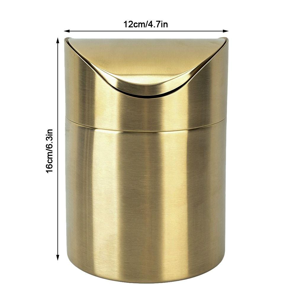 Swing Lid Countertop Trash Can 304 Stainless Steel Car Trash Can Table Waste Basket Desk