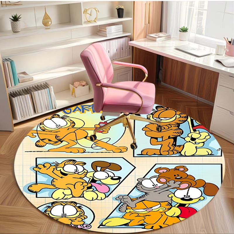 Garfield Print Round Rug, Washable Floor Carpet, For Entryway Dorm Laundry Room Office Study, Home Decor Birthday Christmas Gift