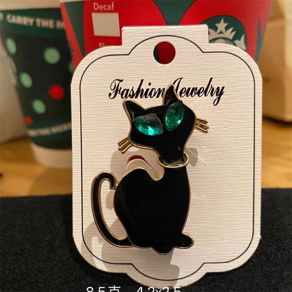 Rinhoo Lovely Black Scarf Cat Brooches For Women Cartoon Bowknot Kitten Enamel Pins Fashion Animal Buckle Corsage Party Jewelry