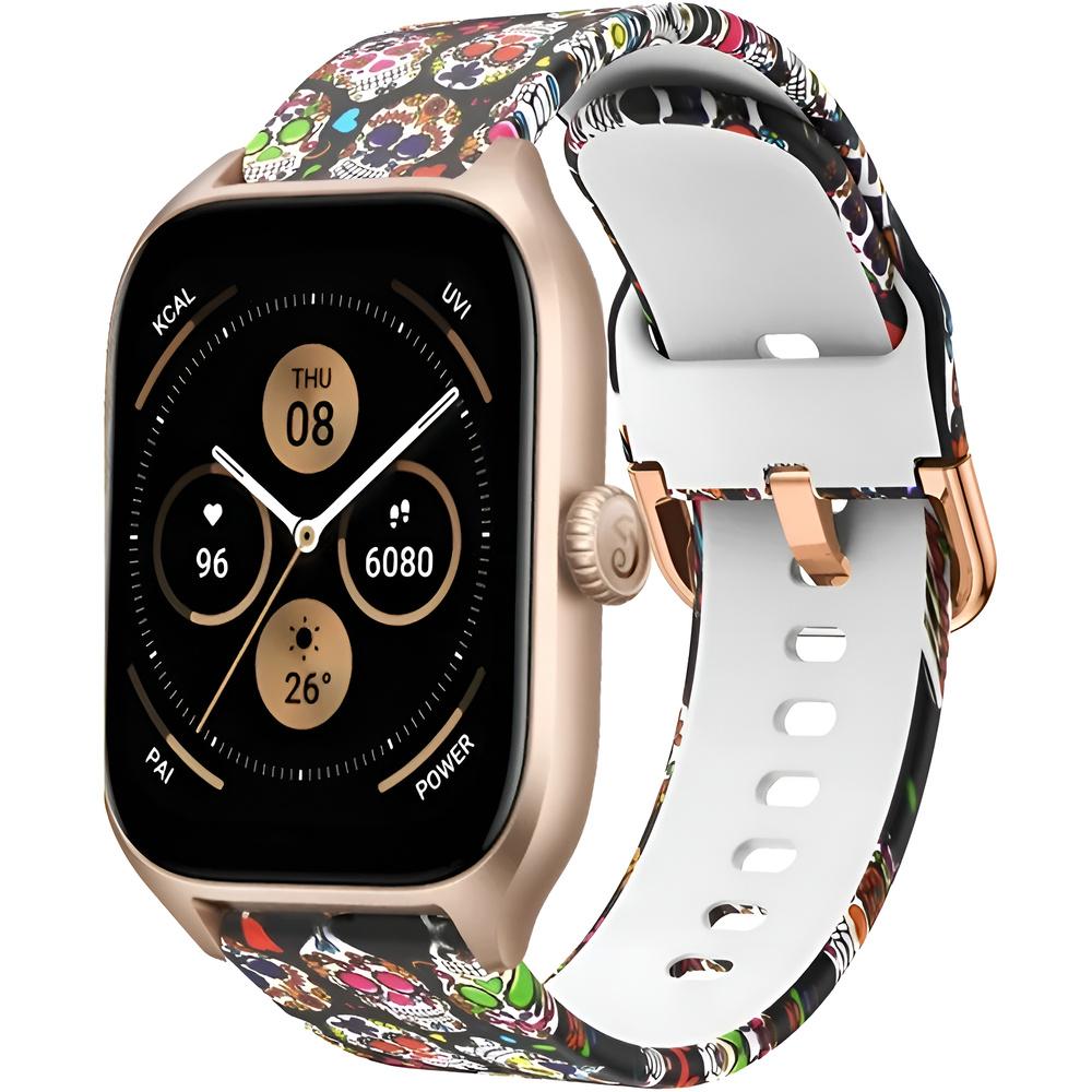 Universal Silicone Strap 20mm, Colorfull Skull