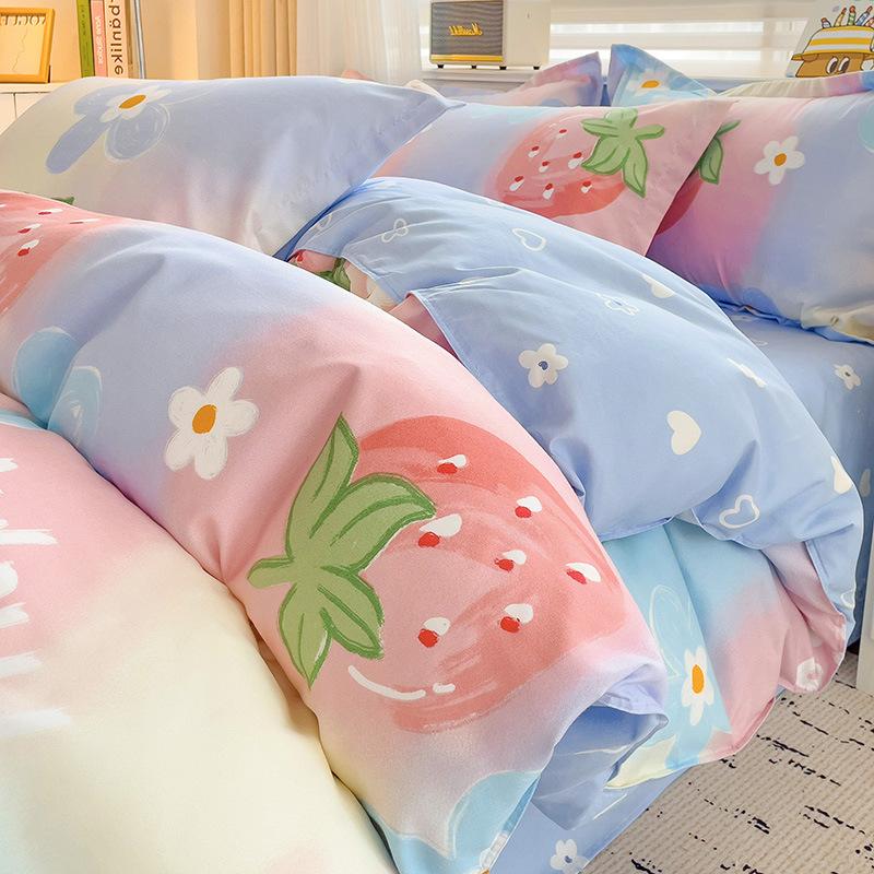 Thickened Skin-friendly Cotton Sheets Four-piece Quilt Cover Twill Sheets Cartoon Dormitory Three-piece Set