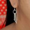 Threader Earrings, Tassel Drop Dangle 925 Silver Women Earrings, Fringe Ethnic Handmade