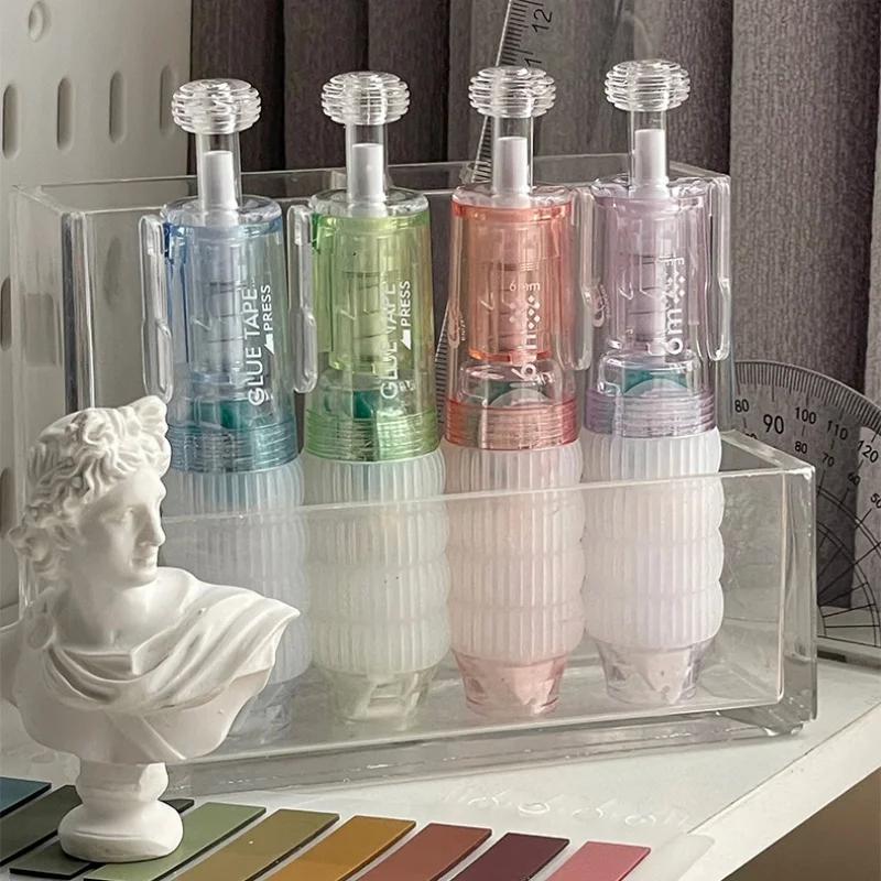 Креативный дизайн Стираемая двухсторонняя клейкая лента Ручка Стиль Простота Однотонная цветная точечная клейкая лента Стираемая декоративная лента для скрапбукинга Журнал