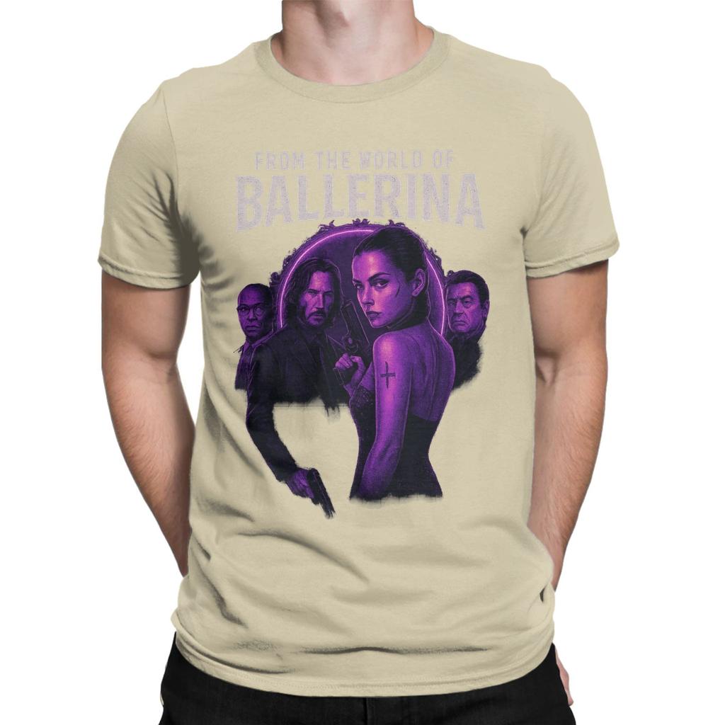 From the World of John Wick Ballerina 2025 Movie T Shirt Summer Harajuku T Shirts Men 100 Cotton ONeck Plus Size Top Tees Top