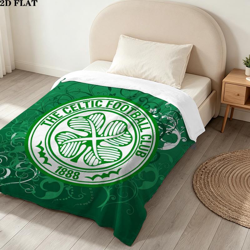 1PC Celtic Football Club Patterned Flannel Blanket Suitable For All Seasons For Home Decor Warmth And Comfort Gifts Holiday Present