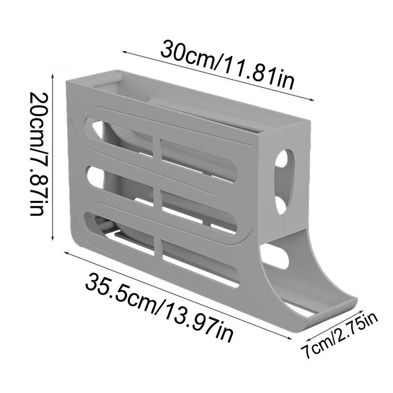 Подставка для яиц для столешницы Автоматическая прокатка Органайзер для яиц в холодильник 4-слойная выдвижная полка Экономия места Прозрачная видимость Для автодома