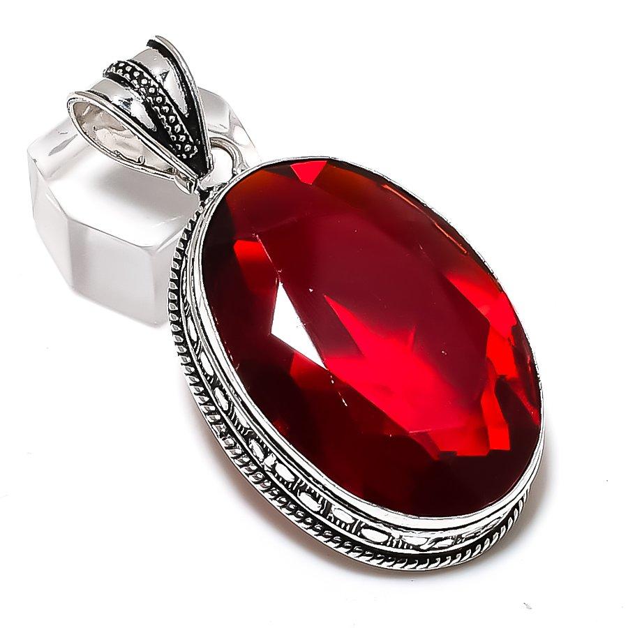 Подвеска из серебра 925 пробы с мозамбикским гранатом ручной работы в этническом стиле 2,29 дюйма d9g89