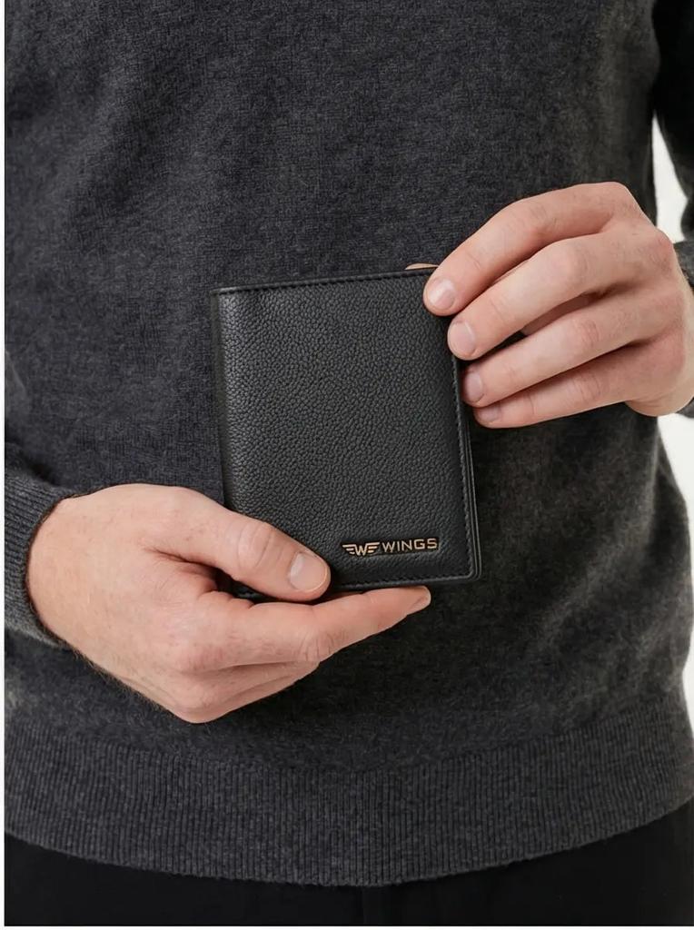 Wings Cardholder Made of Genuine Leather Black