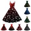 Women's Fashion Christmas Printed Sexy Strapless Gothic Cocktail Dress Punk, Vintage Dress.