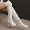 Platform Women's Over the Knee Boot Black White Heeled Thigh High Long Boot Party Footwear Shoes Lady Large Size 50 Water-proof