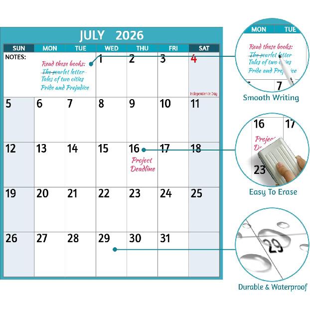 2026 Dry Erase Calendar – Large Yearly Wall calendar 2026, 38.2'' x 25.2'', 2-Side Reversible Calendar 2026, Vertical/Horizontal, Jan 2026 – Dec