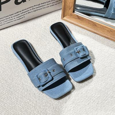 Французские классные тапочки женская летняя одежда новогодние толстый каблук интернет знаменитость фея ветер средний каблук высокий каблук односложные тапочки