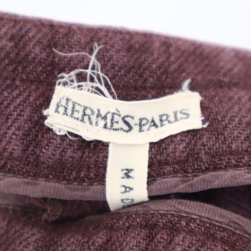 HERMES Made in Italy Linen Wide pants 34 Bordeaux Women Used