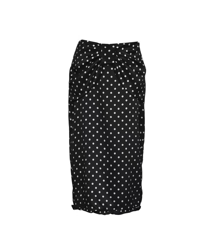 Bimuet Ribbon Drape Dot Midi Skirt Black