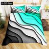 Abstract Sea Bed Set Marine Wave Duvet Cover Bedding Set Twin Comforter Cover Coastal Beach Theme Bed Cover 3pcs Orange Teal