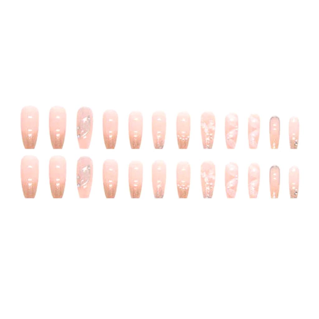 Горячие короткие носимые ногти, Ногти-бабочки ручной работы, Бриллиантовый блеск, Ногтевая пластина, Высококачественные накладные ногти.3МЛ