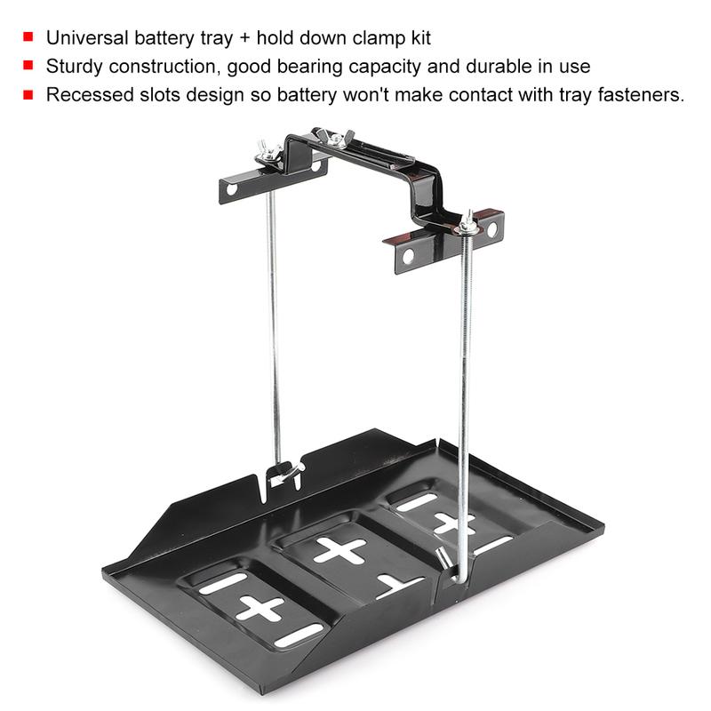 Battery Hold Bracket Battery Tray Bracket Storage Battery Holder Tray Mount Hold Down Clamp Bracket Kit Car Accessory